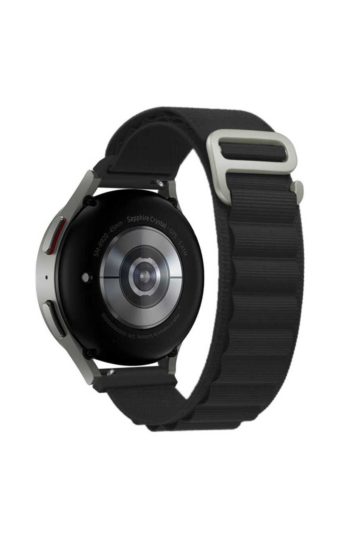 Gear S2 (20mm) Uyumlu KRD-74 20mm Hasır BSAY Kordon-Siyah Siyah