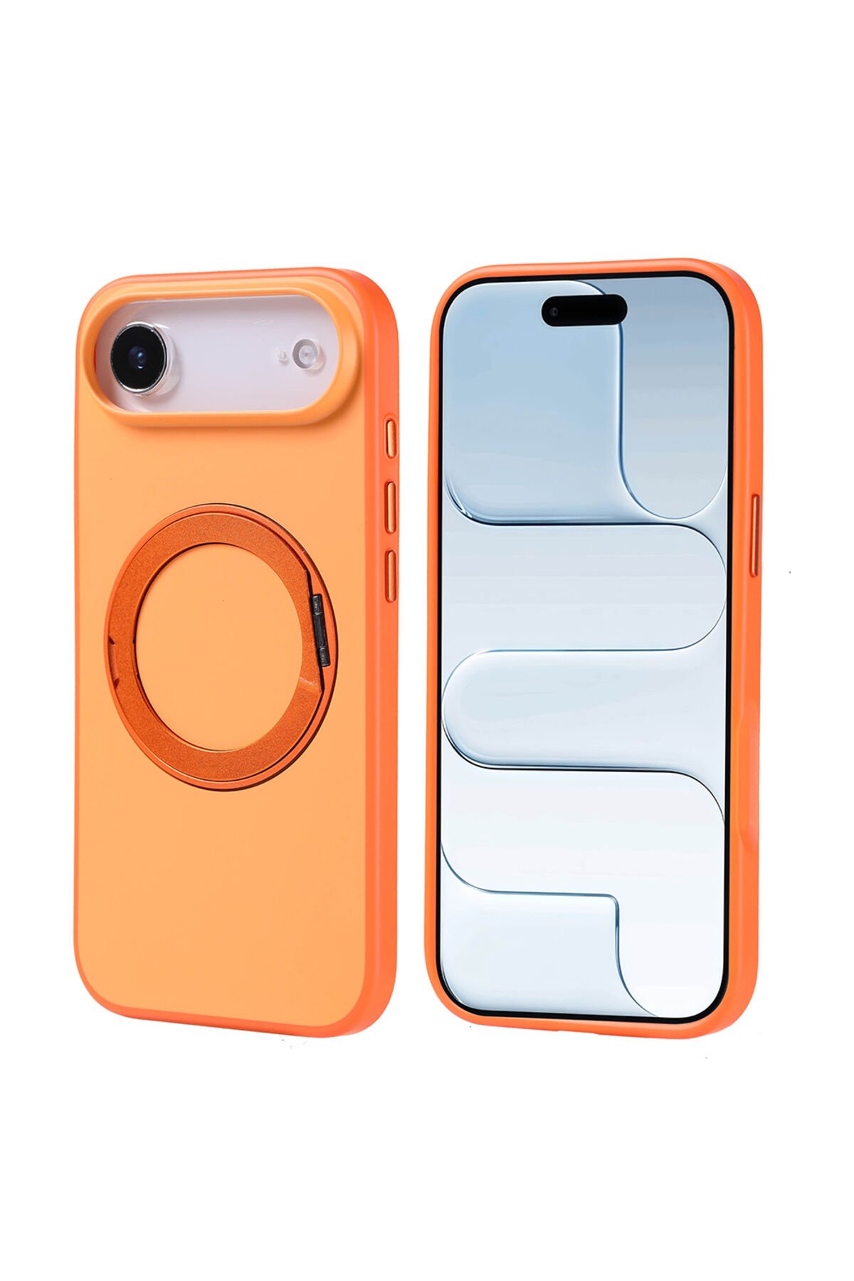 iPhone 17 Air Kılıf M-Safe Şarj Özellikli Standlı BSAY Proton Silikon Kapak - Turuncu Turuncu