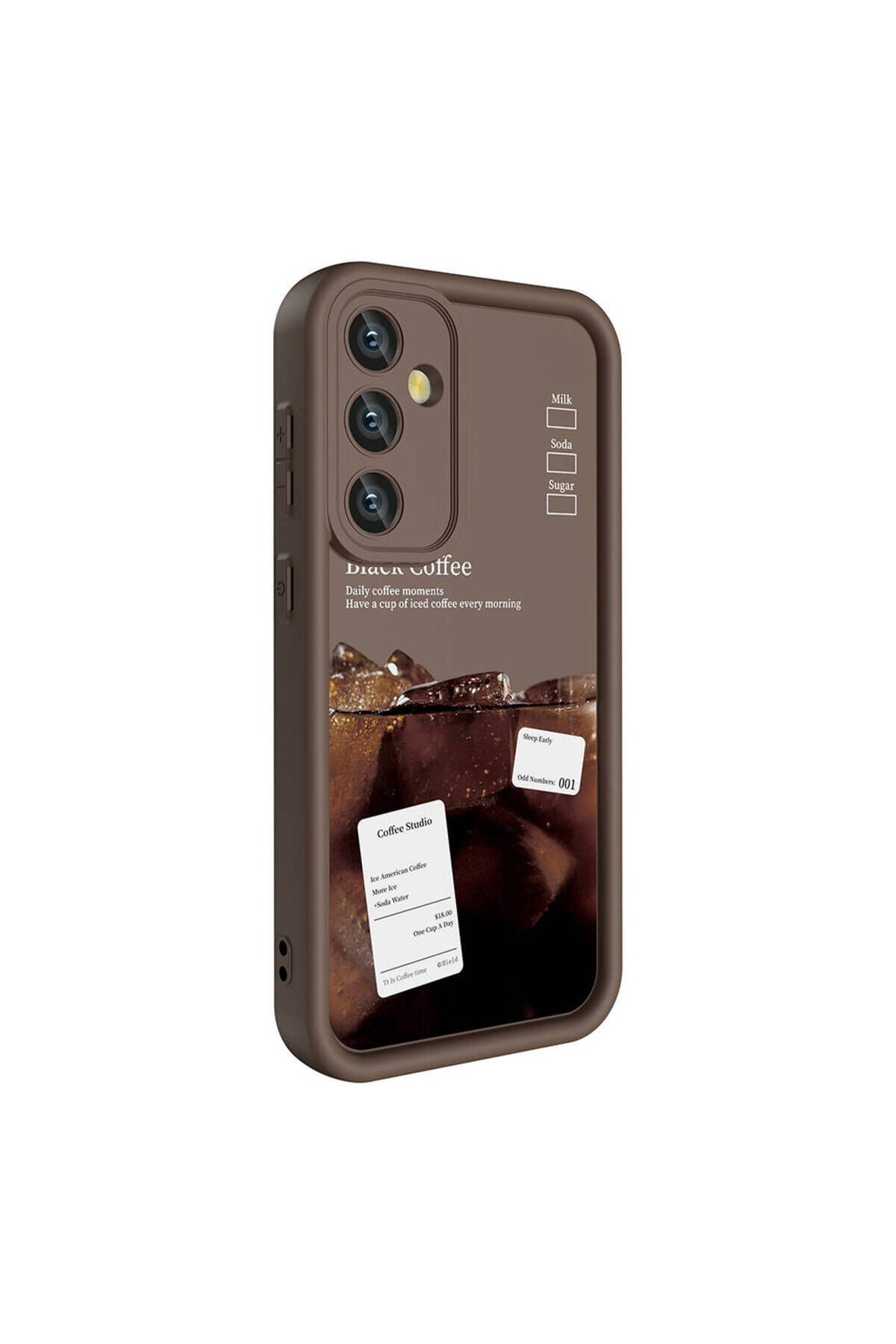 Galaxy S23 FE Kılıf Kamera Korumalı Baskılı Arka Yüzey BSAY Klas Kapak - Beyaz Koyu Kahve