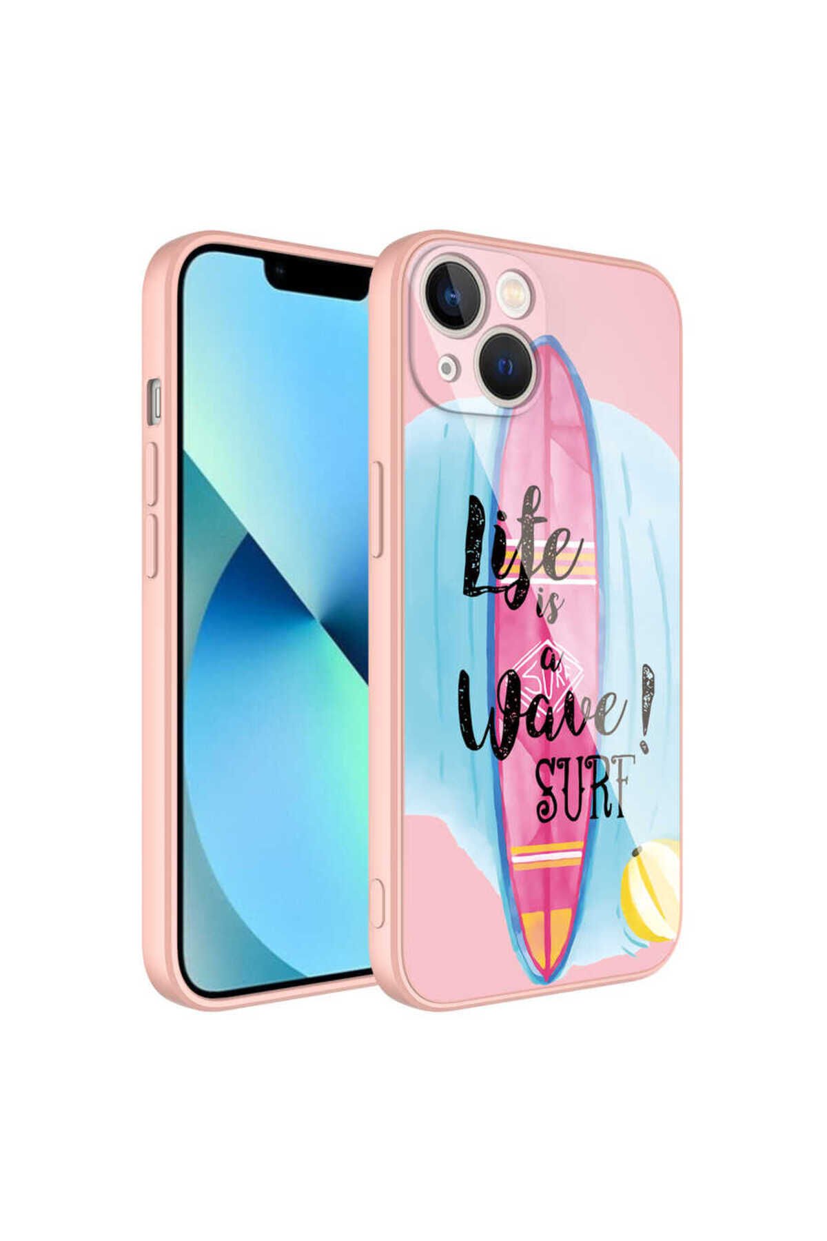 iPhone 13 Uyumlu Kamera Korumalı Desenli Sert Silikon BSAY Epoksi Kılıf-NO1 No10