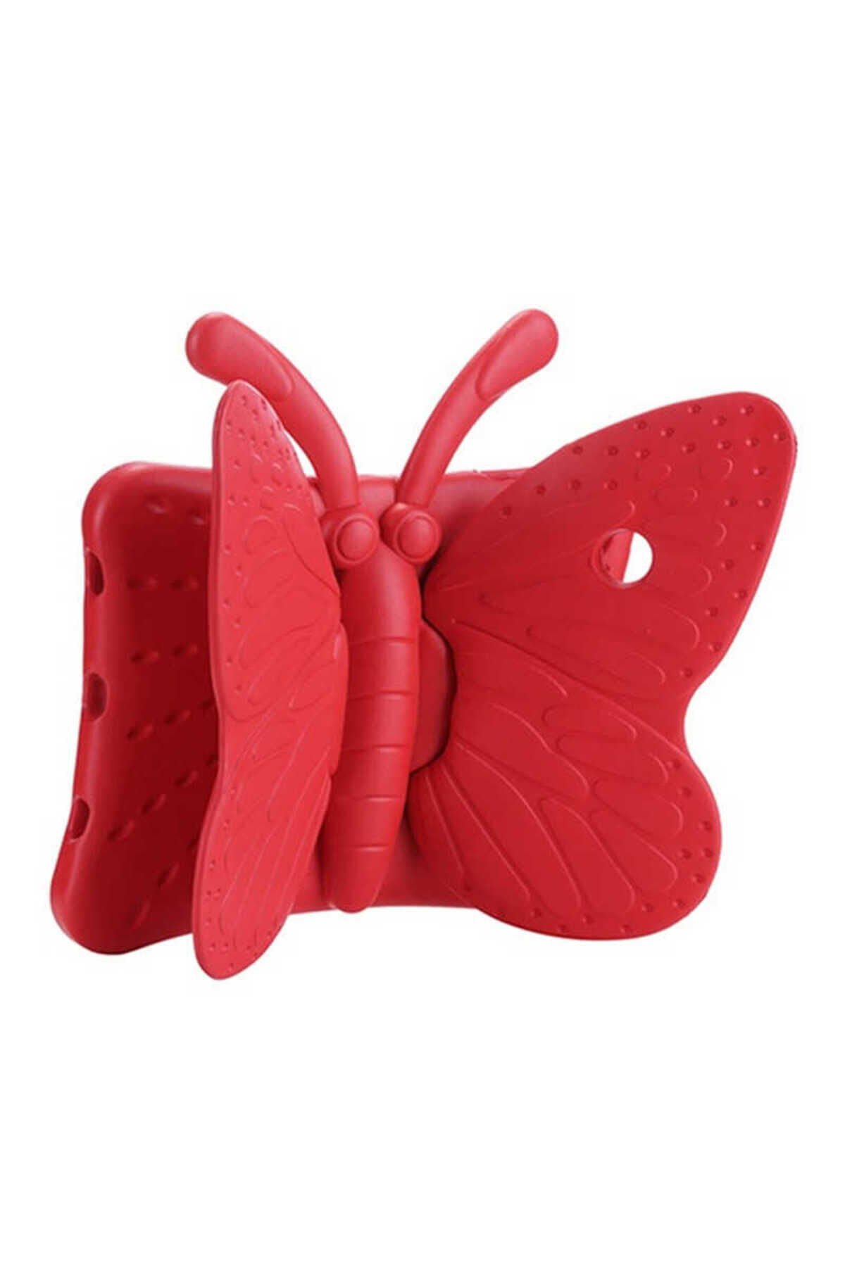 iPad Mini 1. Nesil Uyumlu BSAY Butterfly Standlı Tablet Kılıf-Pembe Koyu Kırmızı