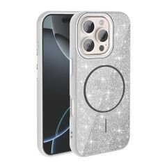 iPhone 16 Pro Max Kılıf M-safe Şarj Özellikli Parlayan Simli Zore Okso Kılıf