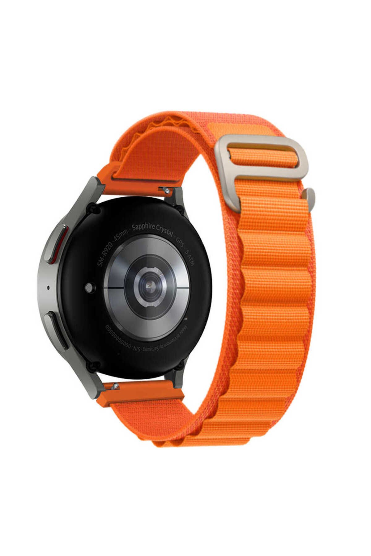 Galaxy Watch Active 2 44mm Uyumlu KRD-74 20mm Hasır BSAY Kordon-Turuncu Turuncu