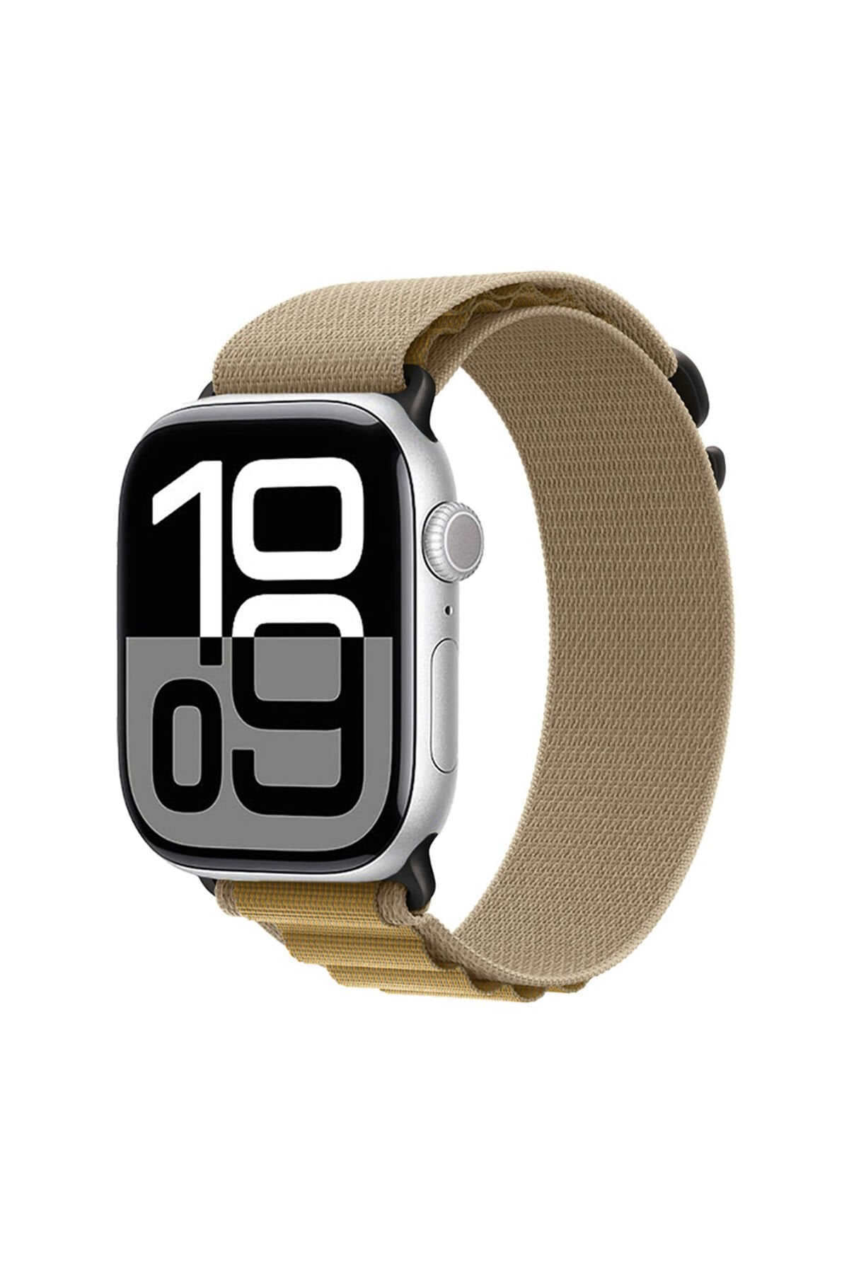 Watch 10 42mm Uyumlu GZST KRD-74 Hasır Kordon-Siyah-Haki Haki