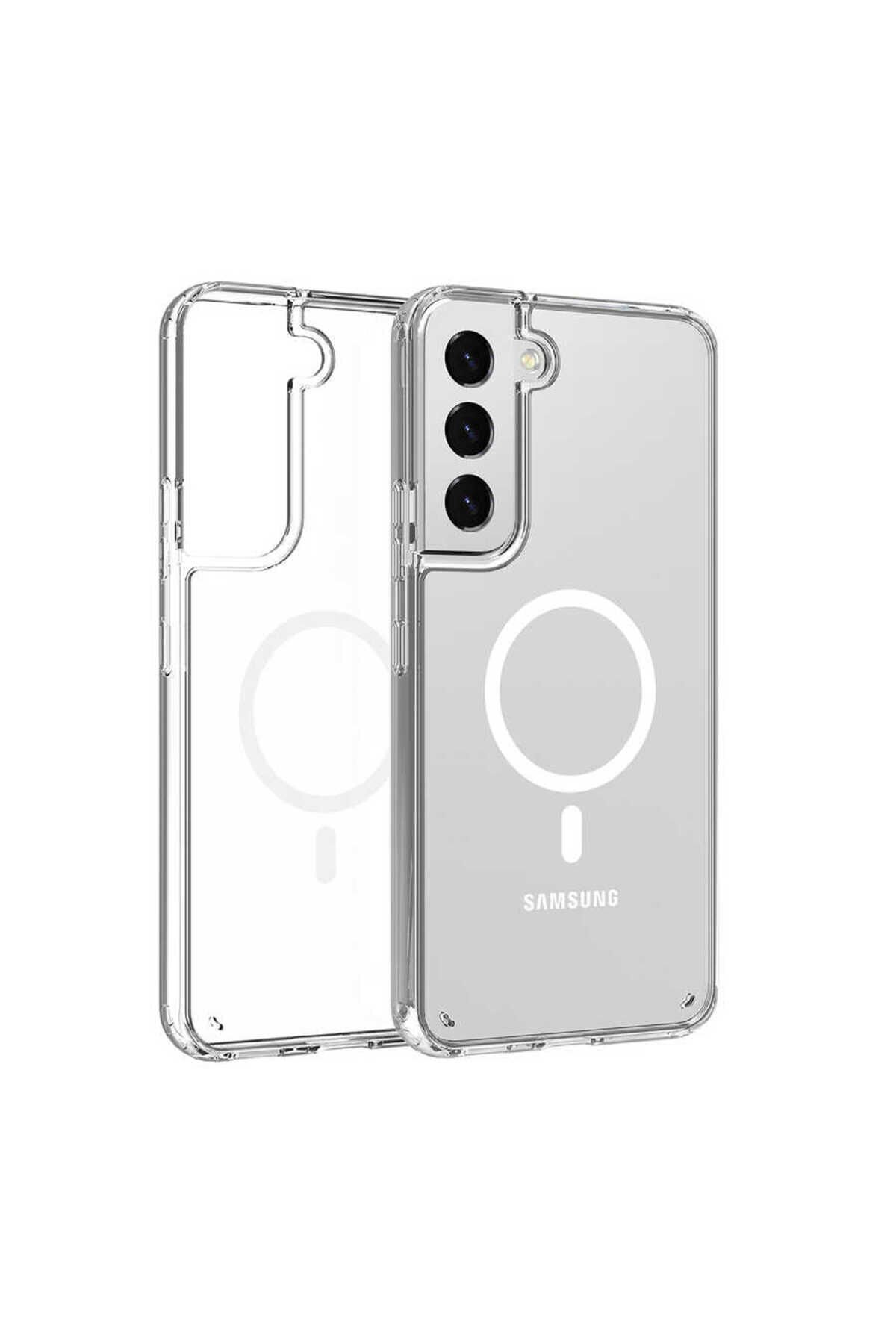 Galaxy S22 Uyumlu NXAR Tacsafe Wireless Kılıf-Renksiz