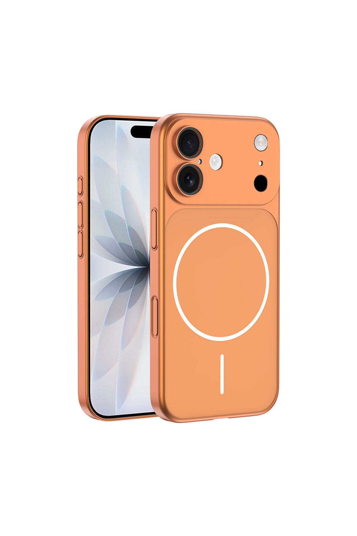 iPhone 16 Kılıf Zore M-Safe Şarj Özellikli Kamera Korumalı Spark Kapak - Mavi Turuncu