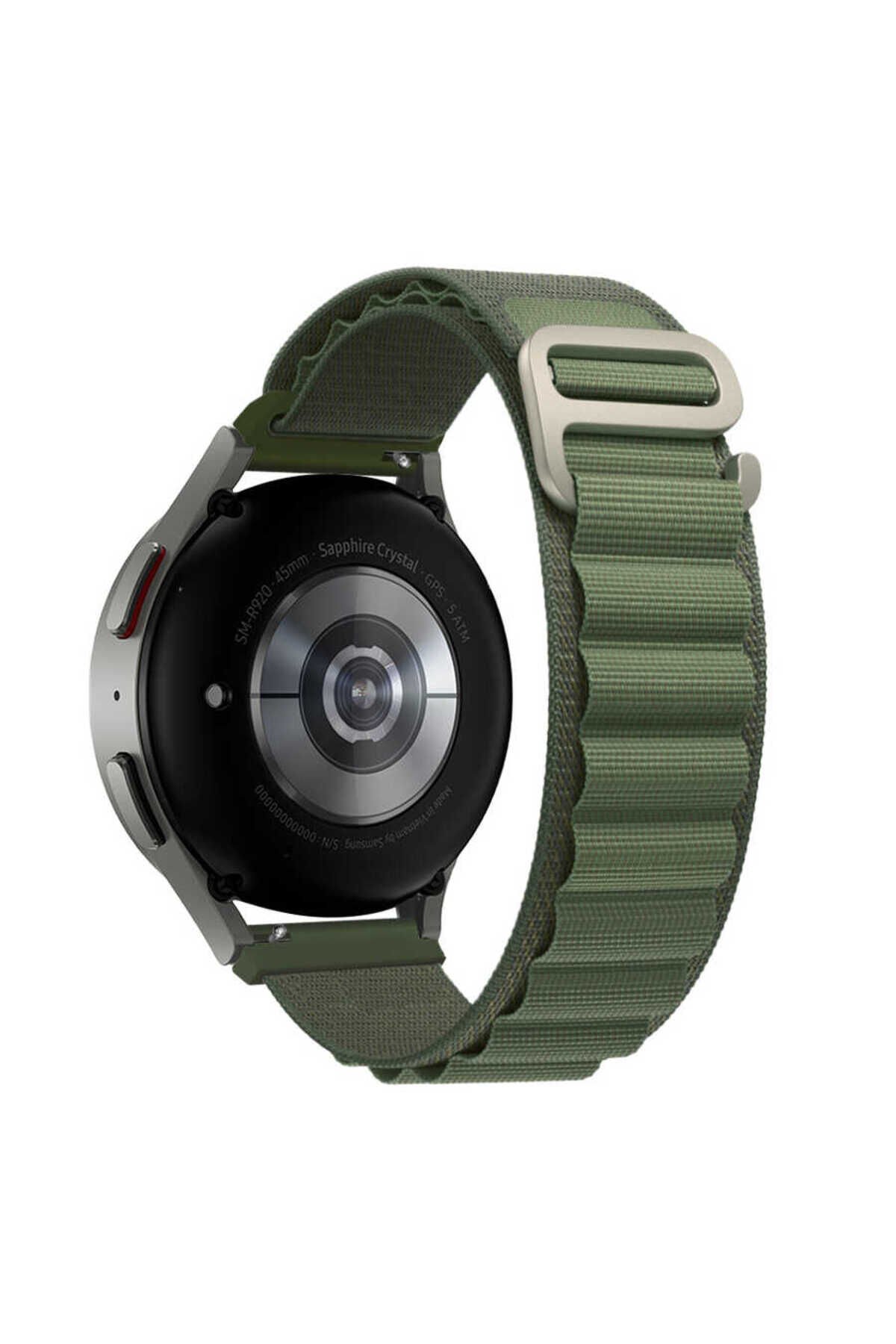 Galaxy Watch Active 2 44mm Uyumlu KRD-74 20mm Hasır BSAY Kordon-Turuncu Yeşil