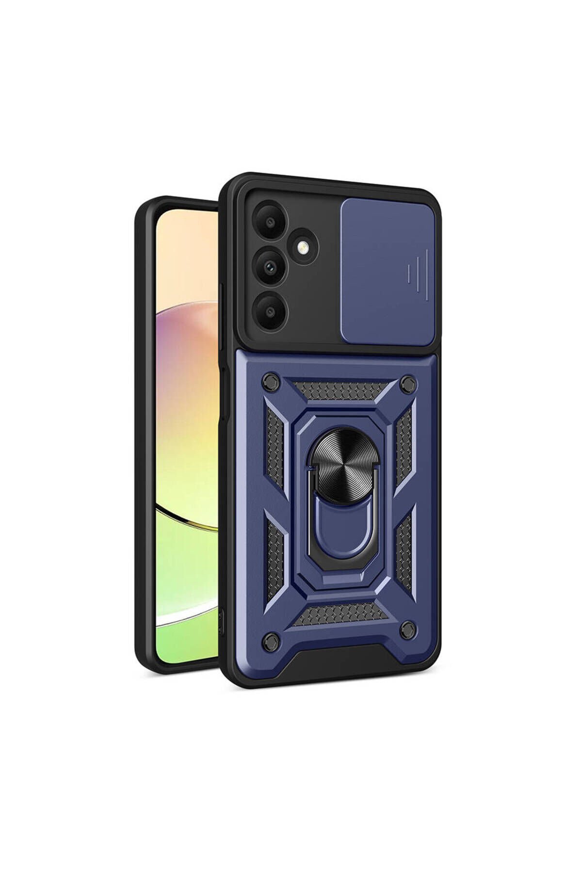 Galaxy A15 Kılıf Magnetik Standlı Kamera Korumalı CPPL Sürgülü Vega Kapak - Mavi