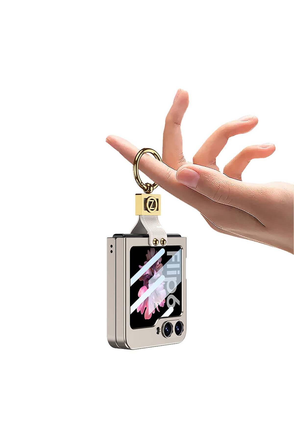 Galaxy Z Flip 6 Kılıf BSAY Z Harfli Yüzüklü Kıpta Kapak-Siyah Yeşil