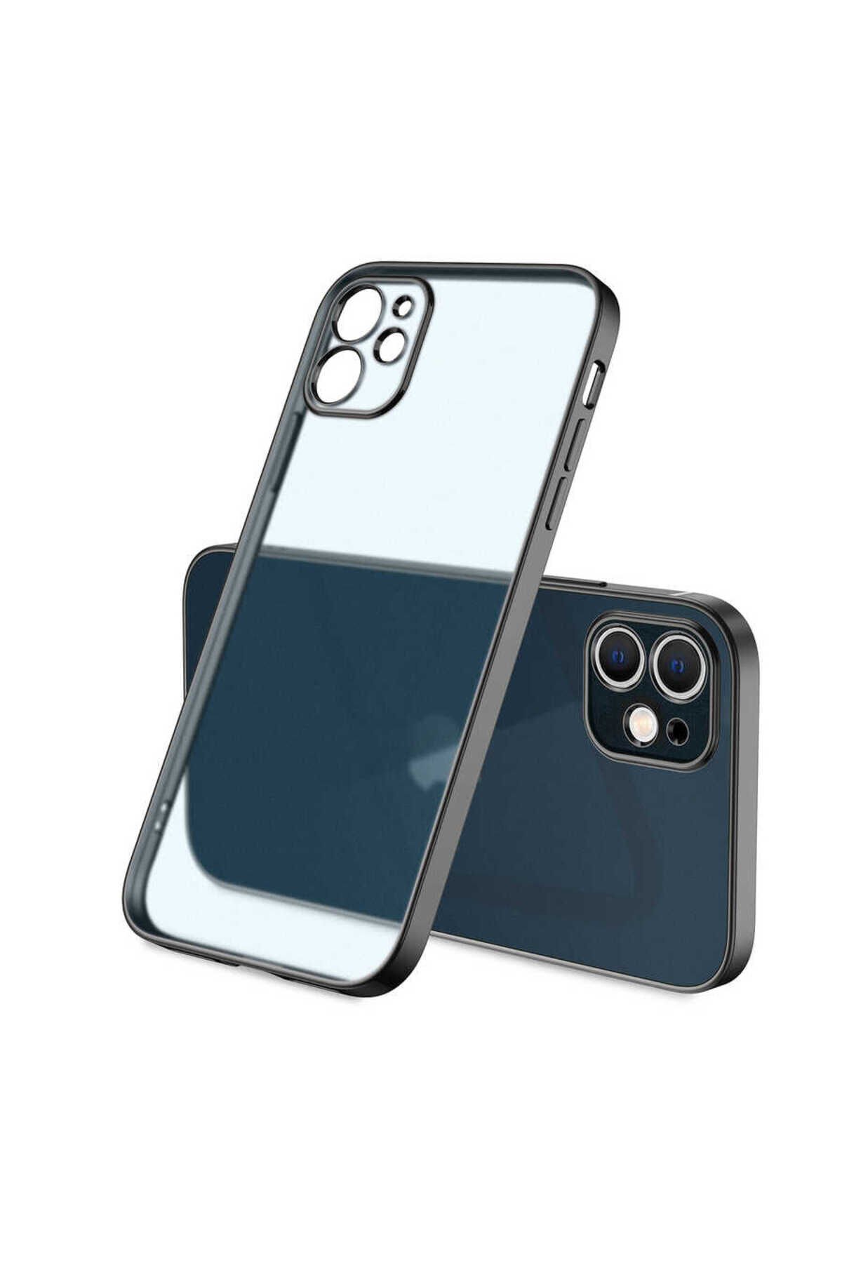 iPhone 12 Uyumlu BSAY Mat Gbox Kılıf-Siyah Siyah