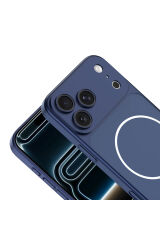 iPhone 16 Pro Max Kılıf Zore M-Safe Şarj Özellikli Kamera Korumalı Spark Kapak - Turuncu Gümüş