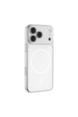 iPhone 16 Pro Max Kılıf Zore M-Safe Şarj Özellikli Kamera Korumalı Spark Kapak - Turuncu Gümüş