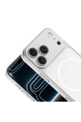 iPhone 16 Pro Max Kılıf Zore M-Safe Şarj Özellikli Kamera Korumalı Spark Kapak - Turuncu Gümüş