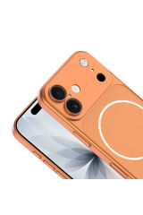 iPhone 17 Kılıf Zore M-Safe Şarj Özellikli Kamera Korumalı Spark Kapak - Turuncu Turuncu