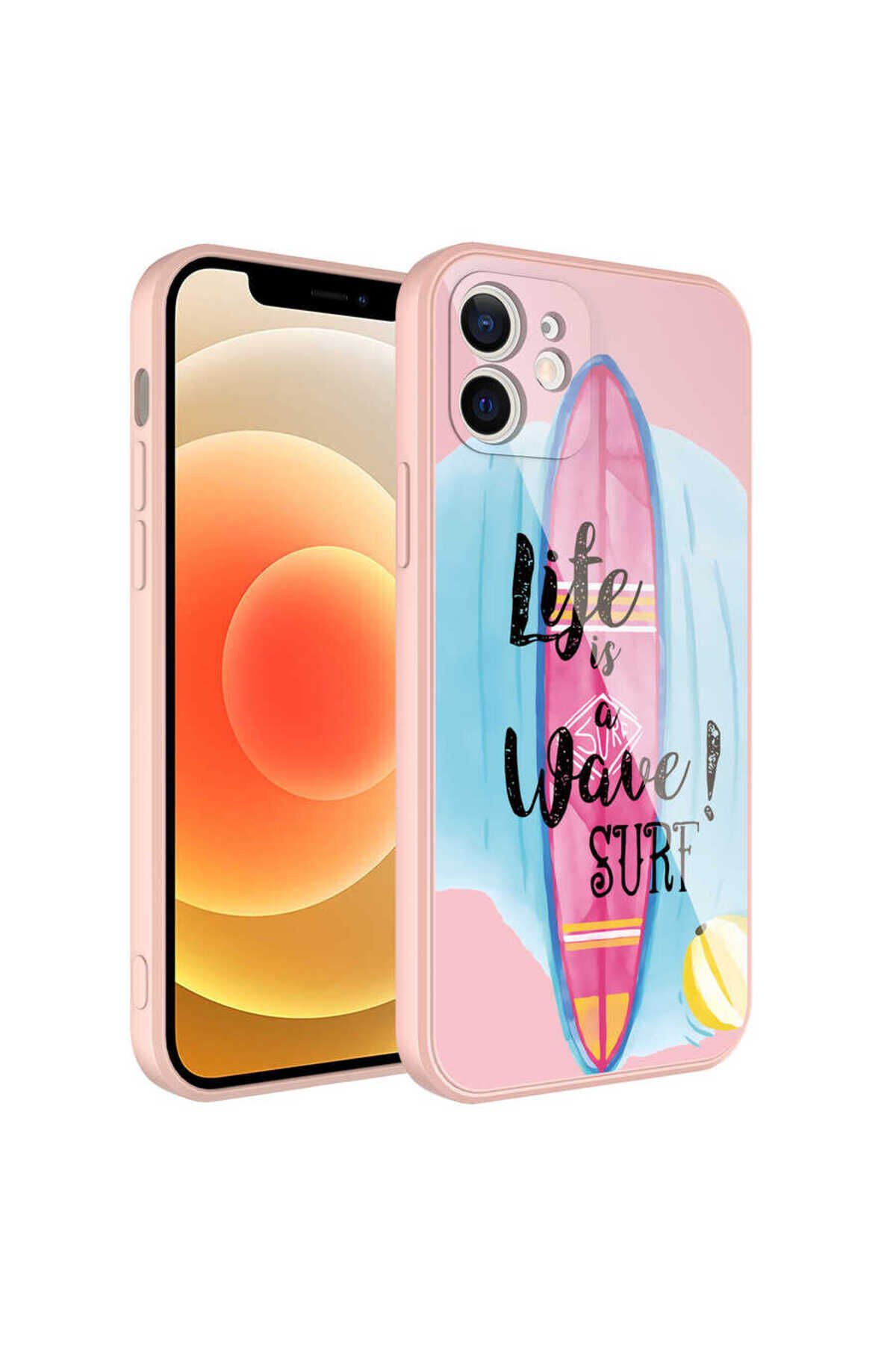 iPhone 12 Uyumlu Kamera Korumalı Desenli Sert Silikon BSAY Epoksi Kılıf-NO3 No10