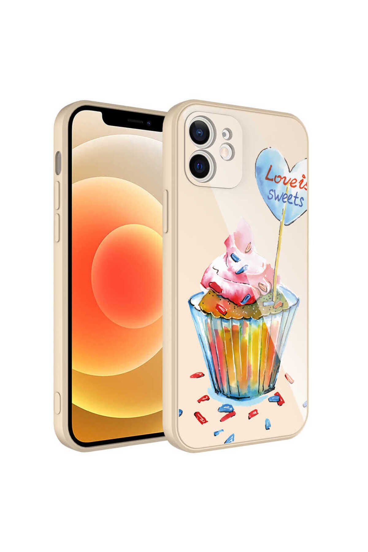 iPhone 12 Uyumlu Kamera Korumalı Desenli Sert Silikon BSAY Epoksi Kılıf-NO3 No8