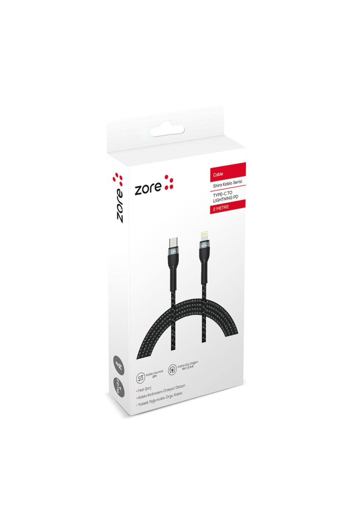 Siyah Shira Serisi Type-c to Lightning PD Kablo 2 Metre-BSAY Siyah