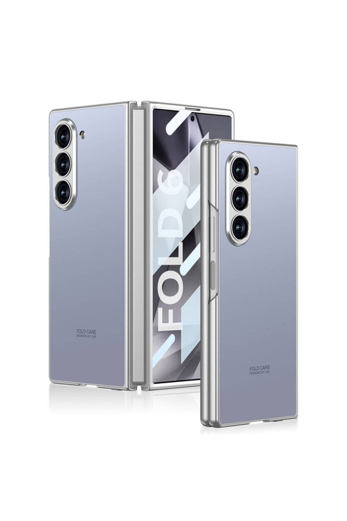 Galaxy Z Fold 6 Kılıf Titanyum Metal Tasarımlı BSAY Kıpta Caz Kapak-Mavi Mavi