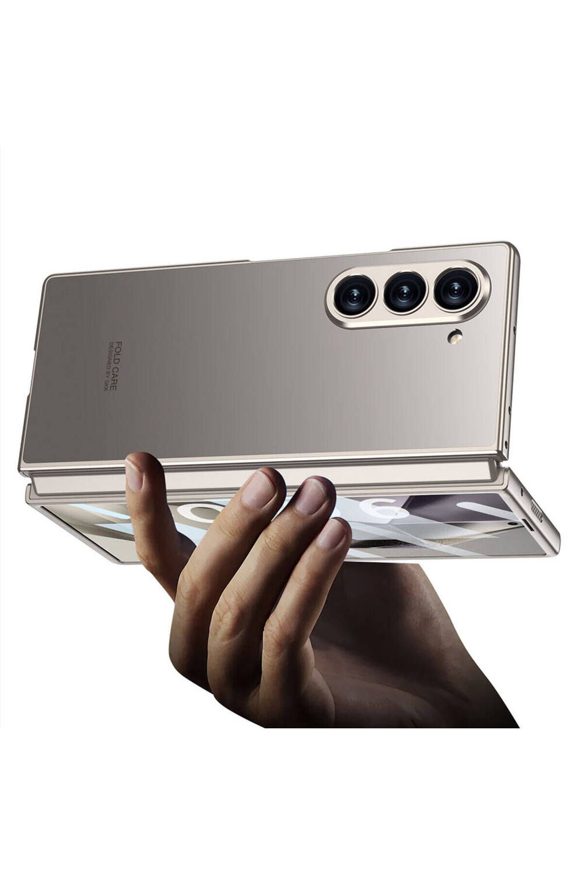 Galaxy Z Fold 6 Kılıf Titanyum Metal Tasarımlı BSAY Kıpta Caz Kapak-Mavi Mavi