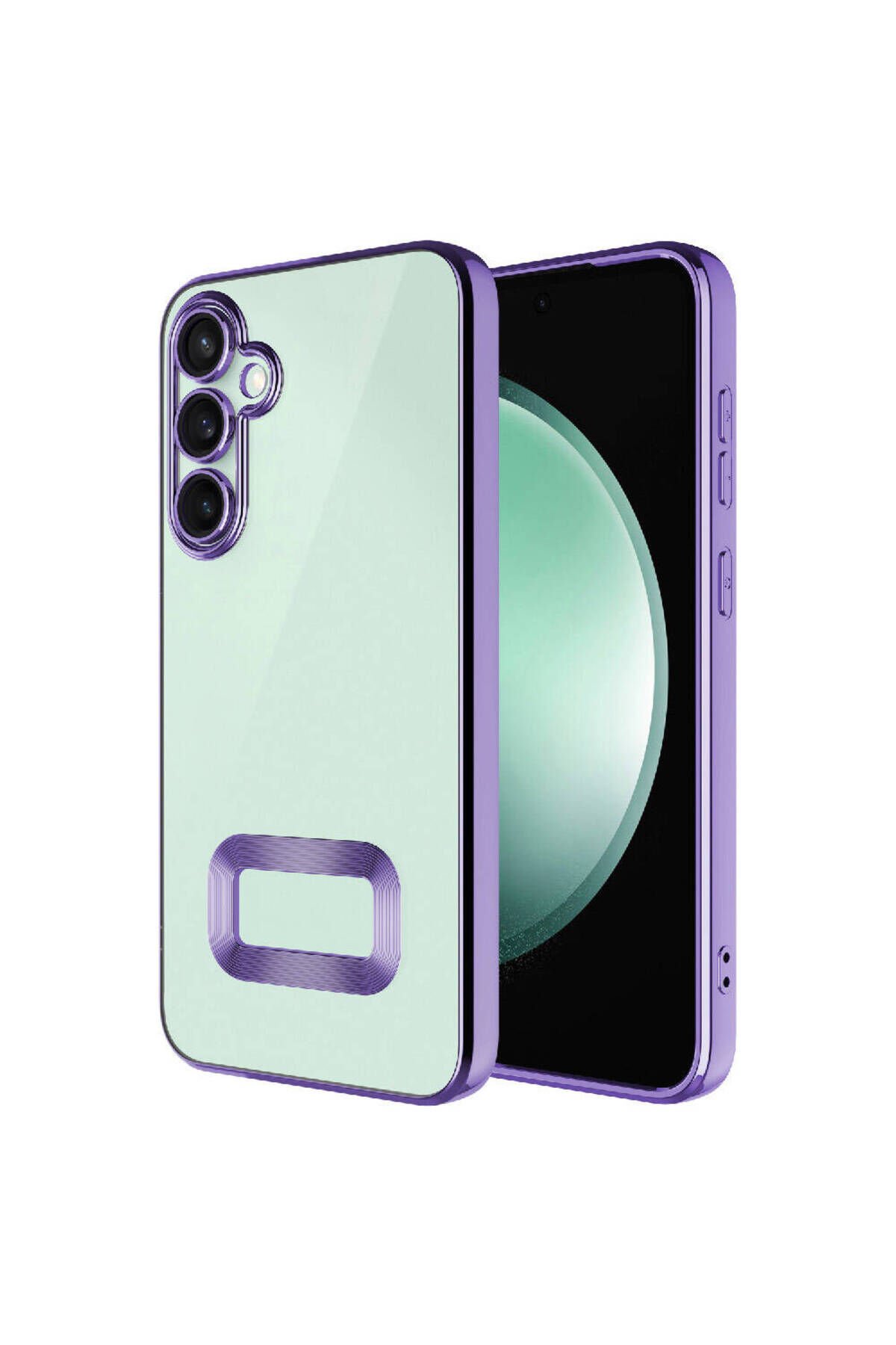 Galaxy S23 FE Kılıf Kamera Korumalı Logo Gösteren BSAY Omega Kapak - Gümüş Rose Gold