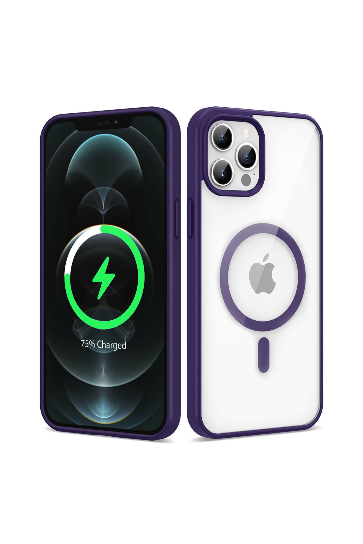iPhone 12 Pro Max Kılıf Magsafe Wireless Şarj Özellikli Silikon BSAY Ege Kapak - Kırmızı Kırmızı