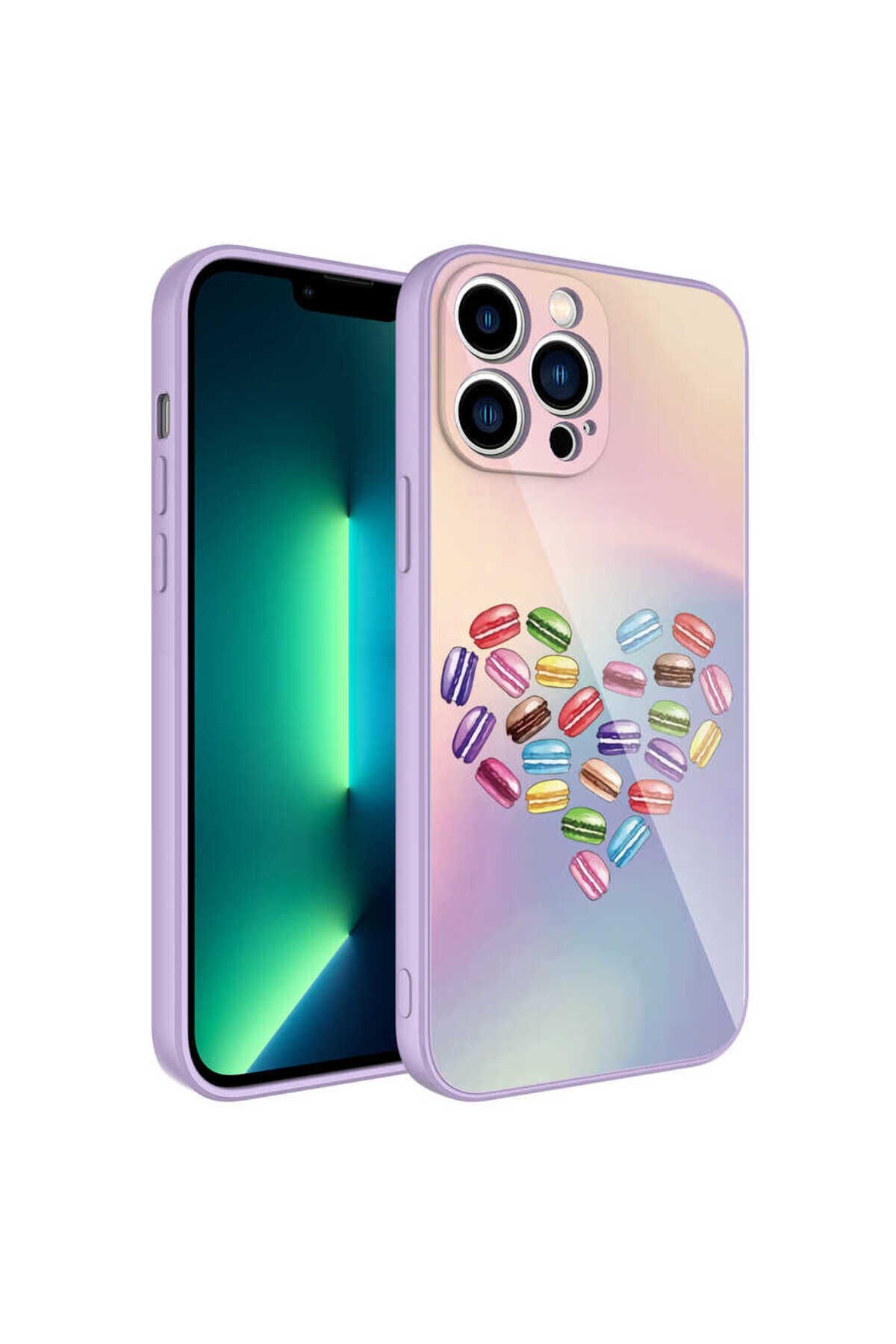 iPhone 12 Pro Max Uyumlu Kamera Korumalı Desenli Sert Silikon BSAY Epoksi Kılıf-NO12 No1