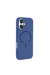 iPhone 17 Kılıf M-safe Şarj Özellikli Zore Meta Kapak - Lacivert Kahverengi