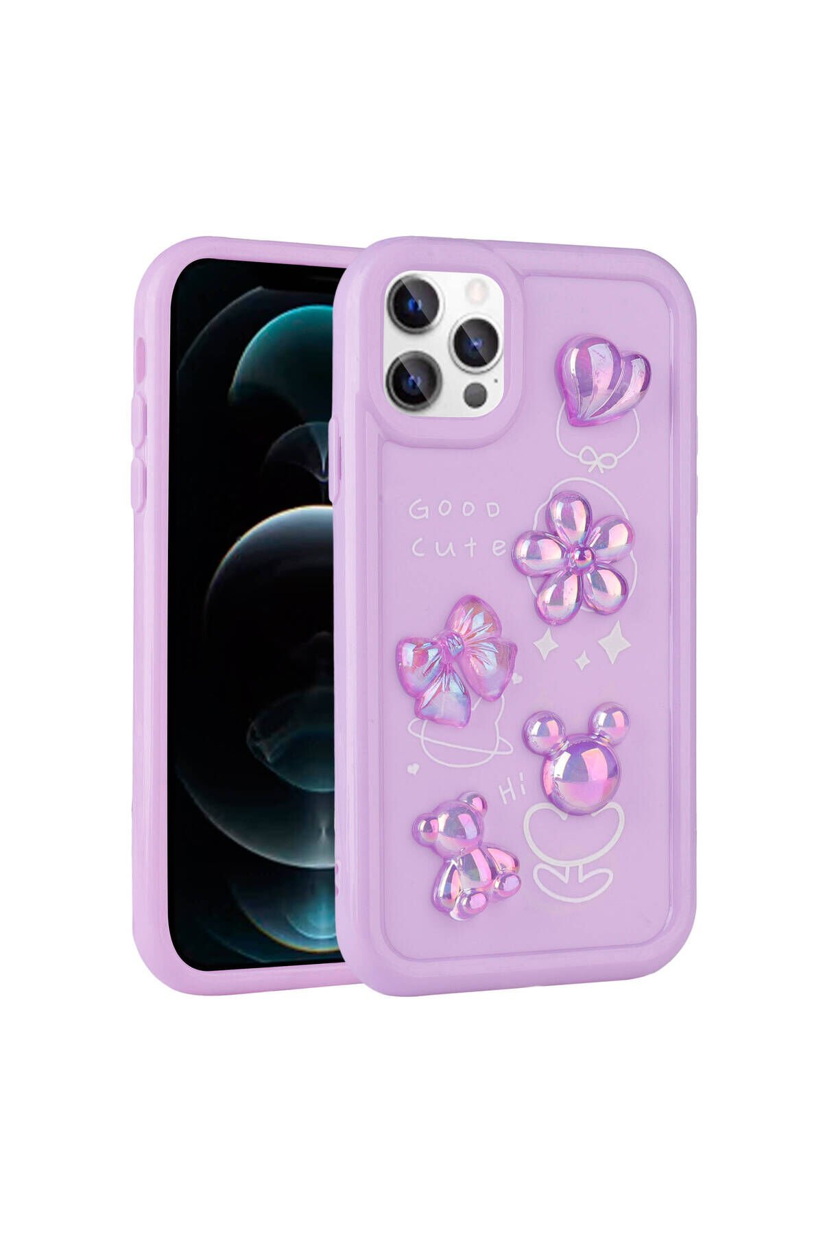 iPhone 13 Pro Max Kılıf Kabartma Figürlü Parlak BSAY Toys Silikon Kapak - Açık Yeşil Açık Yeşil