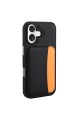 iPhone 16 Kılıf Kartlıklı Zore X-Kart Silikon Kapak - Koyu Gri Gri