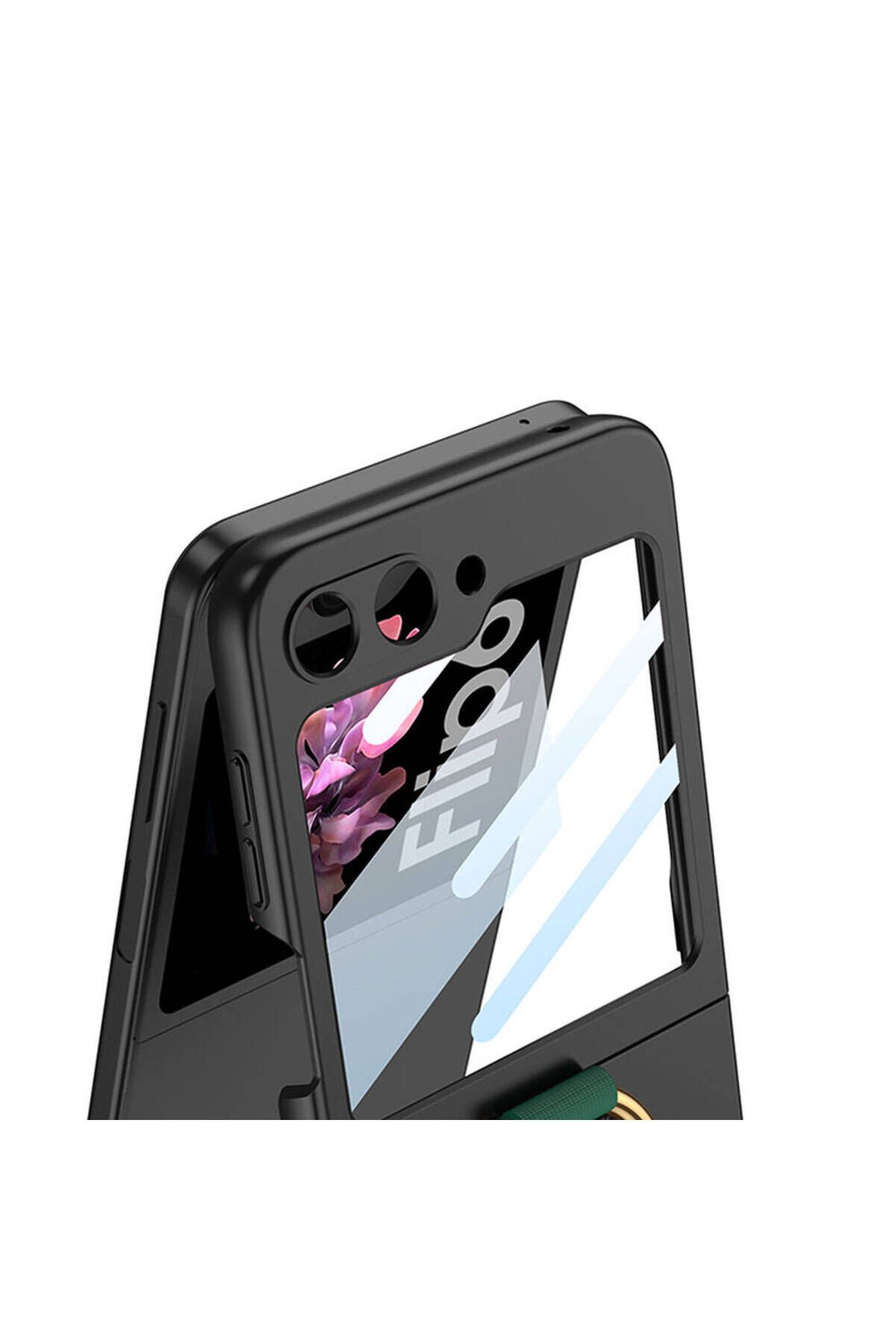 Galaxy Z Flip 6 Kılıf Kamera Korumalı Yüzüklü BSAY Flip Ring Kıpta Kapak-Pembe Pembe
