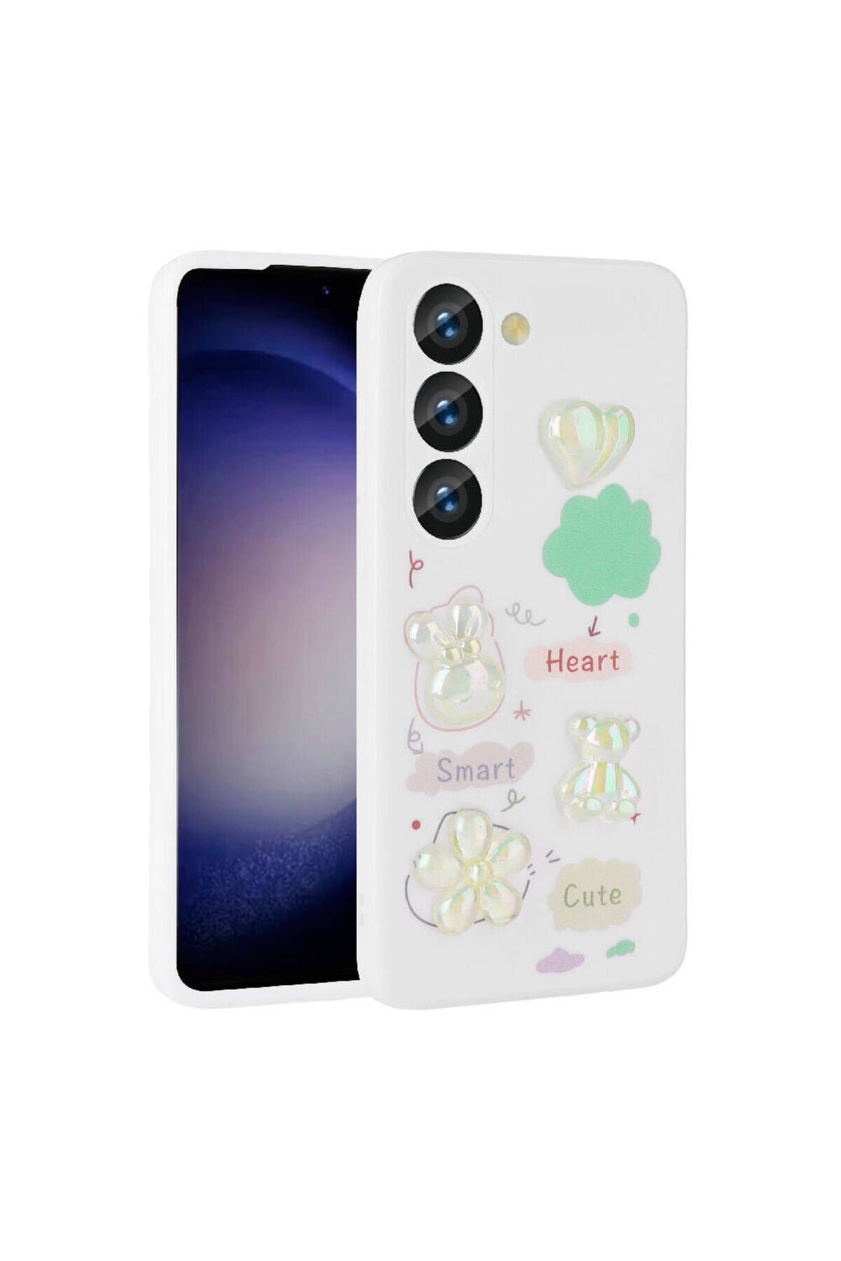 Galaxy A54 Kılıf Kabartma Figürlü Parlak BSAY Toys Silikon Kapak - Beyaz Beyaz