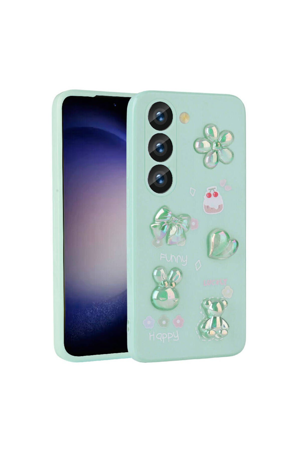 Galaxy A54 Kılıf Kabartma Figürlü Parlak BSAY Toys Silikon Kapak - Beyaz Beyaz