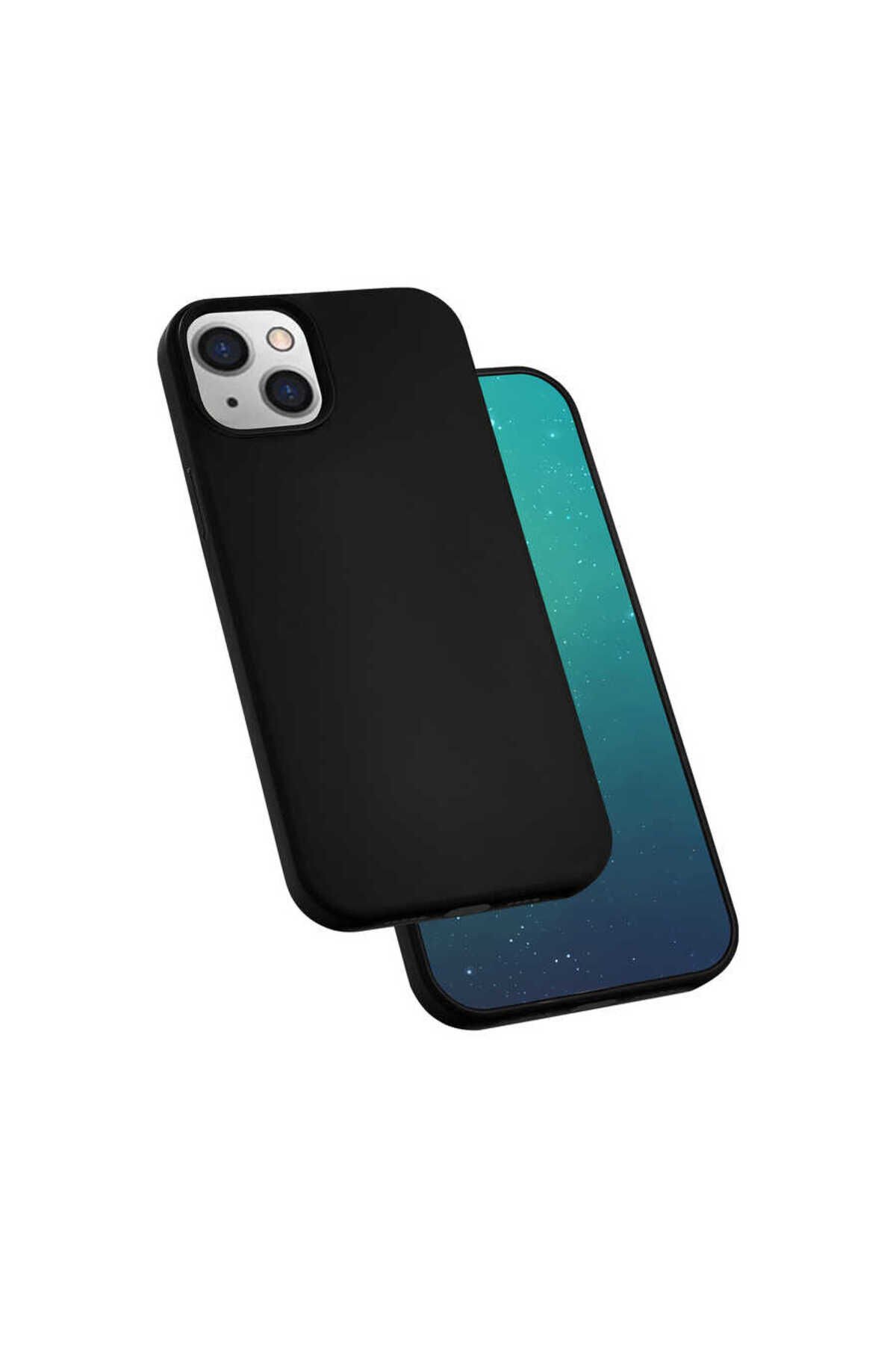 iPhone 13 Uyumlu Silk Silikon-Siyah Siyah