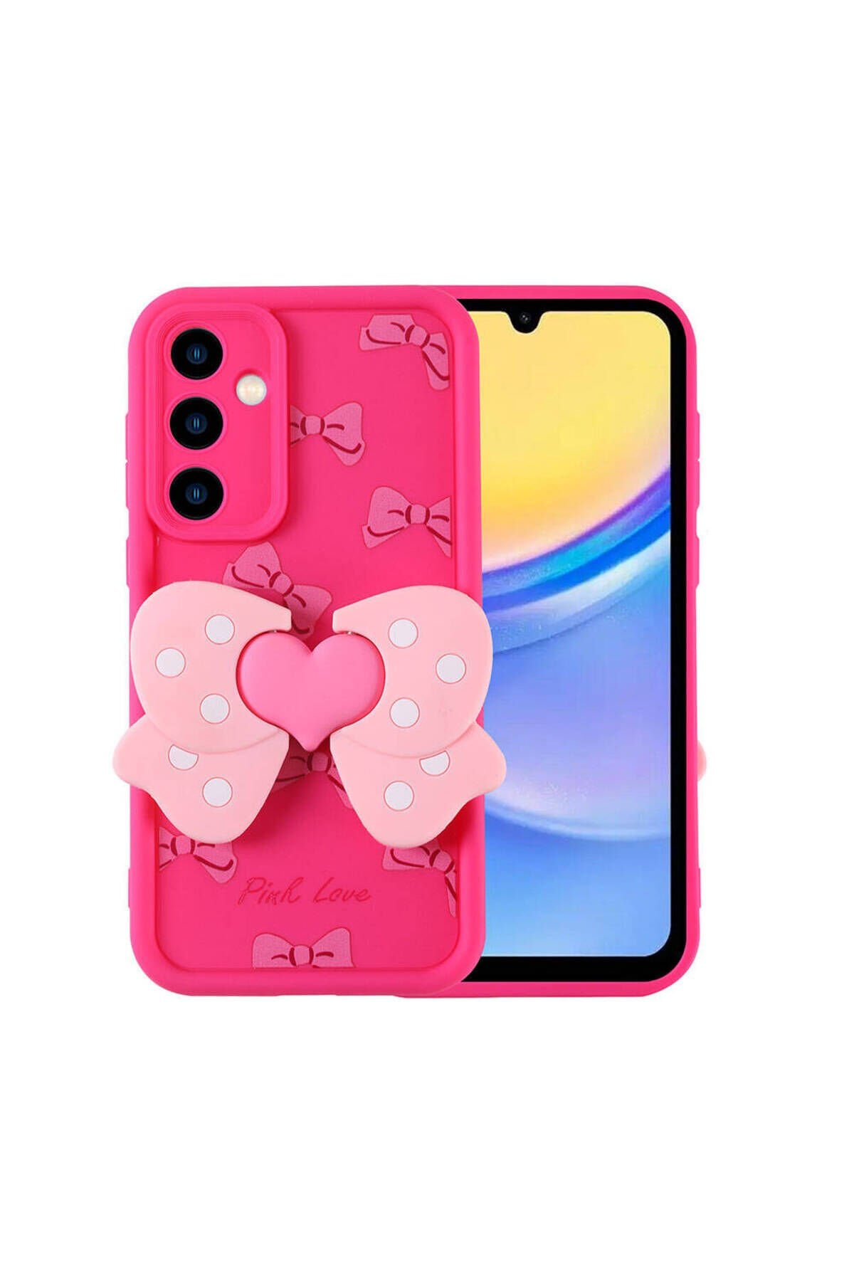 Galaxy A15 Kılıf Kamera Korumalı Figür Tasarımlı SNEL Kapya Kapak - Pembe Koyu Pembe Koyu