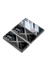 Galaxy Z Fold 6 Kılıf Ultra İnce Kamera Korumalı PC + Deri Arka Yüzey BSAY X-Pro Kapak-Siyah Siyah