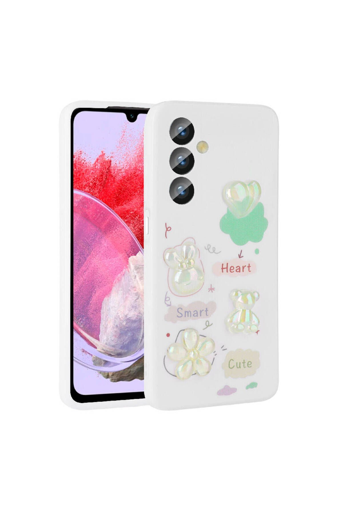 Galaxy M34 5G Kılıf Kabartma Figürlü Parlak BSAY Toys Silikon Kapak - Açık Yeşil Beyaz