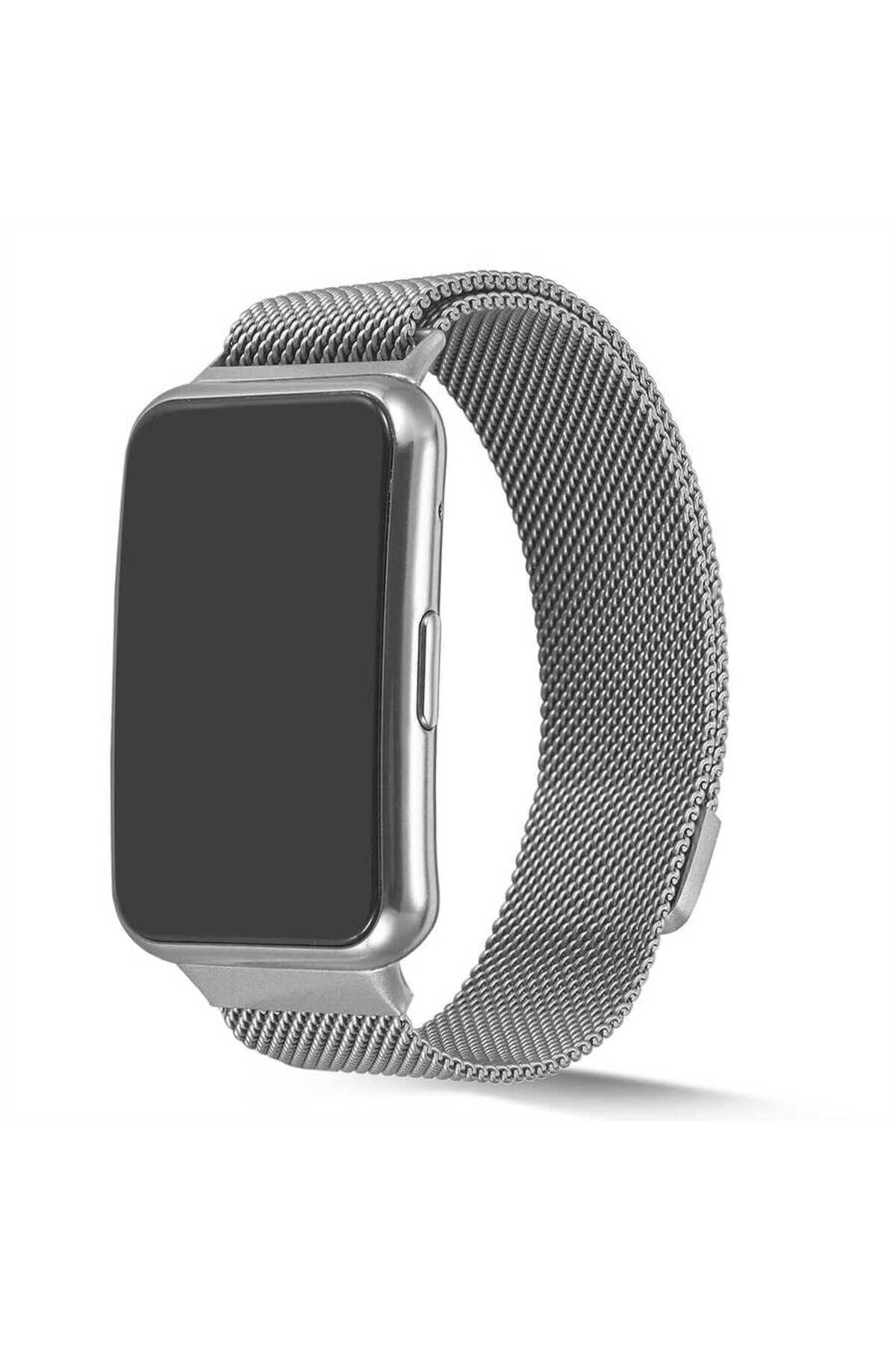 Huawei Watch Fit Uyumlu KRD-01 Metal Kordon lumena Gümüş Gümüş