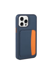 iPhone 16 Pro Kılıf Kartlıklı Zore X-Kart Silikon Kapak - Lacivert Kahverengi