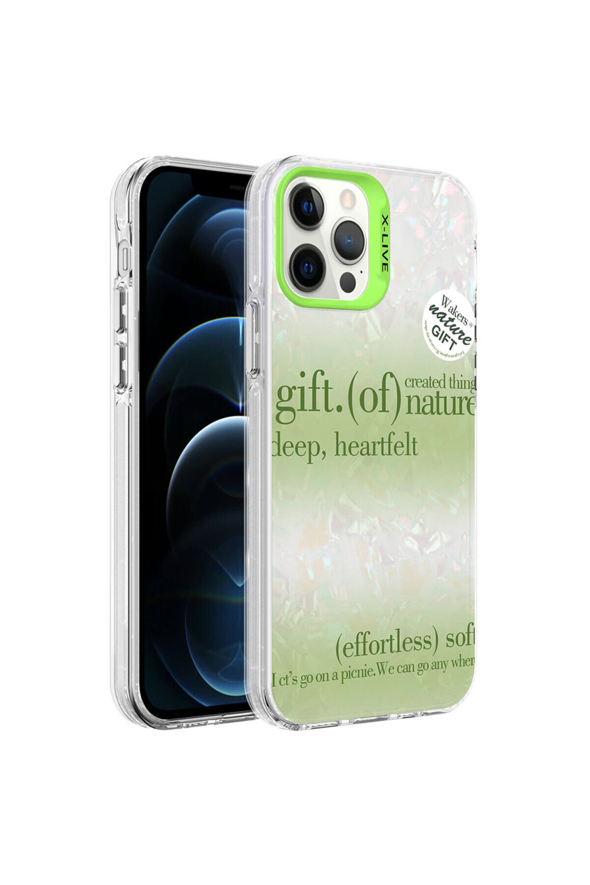iPhone 12 Pro Max Uyumlu Mermer Desenli NXAR Marbello Kılıf-Yeşil