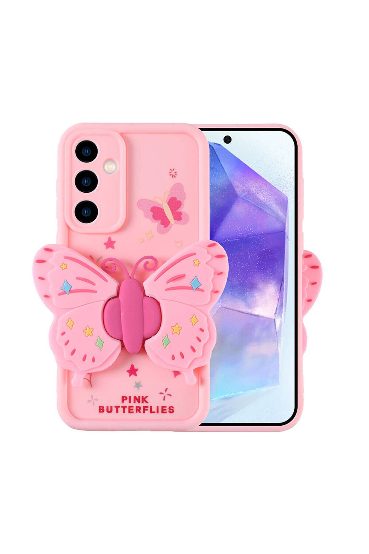 Galaxy A35 Kılıf Kamera Korumalı Figür Tasarımlı NXAR Kapya Kapak - Pembe Açık Pembe Açık