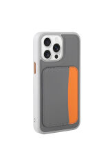 iPhone 16 Pro Max Kılıf Kartlıklı Zore X-Kart Silikon Kapak - Koyu Gri Gri