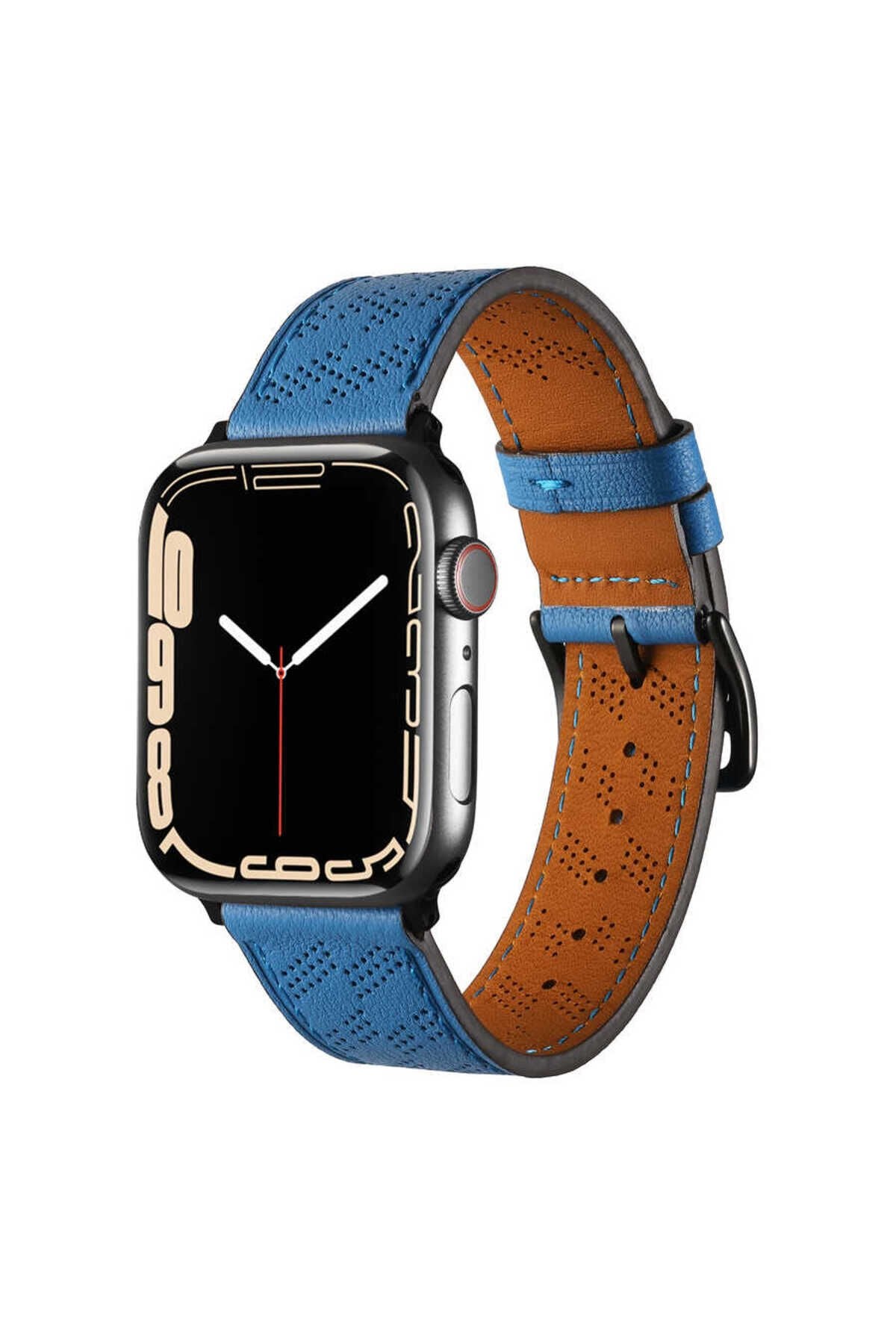 Watch 38mm Uyumlu KRD-76 PU Deri Kordon Strap Kayış BSAY- Koyu Yeşil Mavi