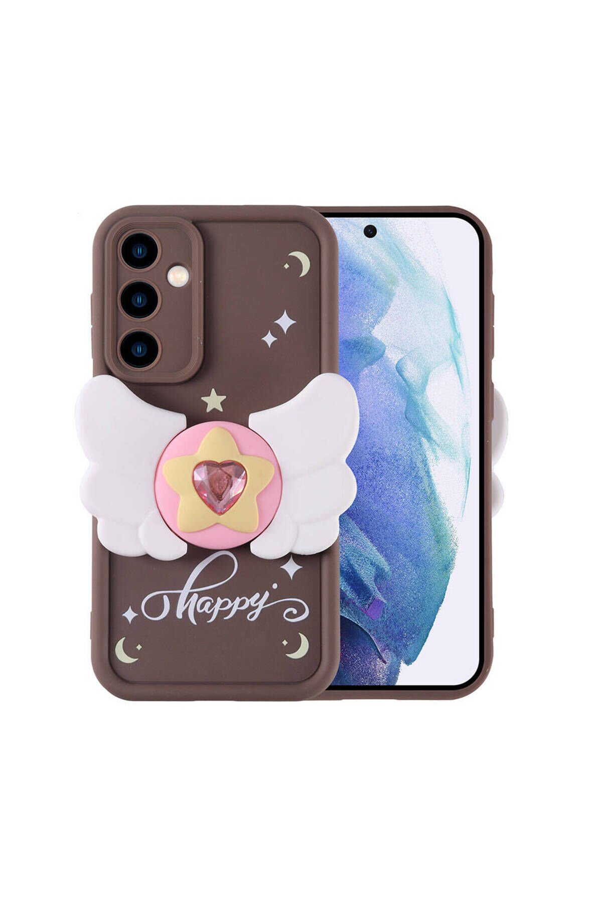 Galaxy A55 Kılıf Kamera Korumalı Figür Tasarımlı ZPRB Kapya Kapak - Koyu Kahve Koyu Kahve