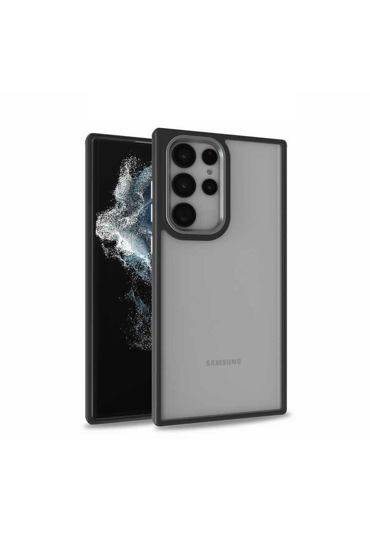 Galaxy S22 Ultra Uyumlu Flora Kılıf-Siyah Siyah