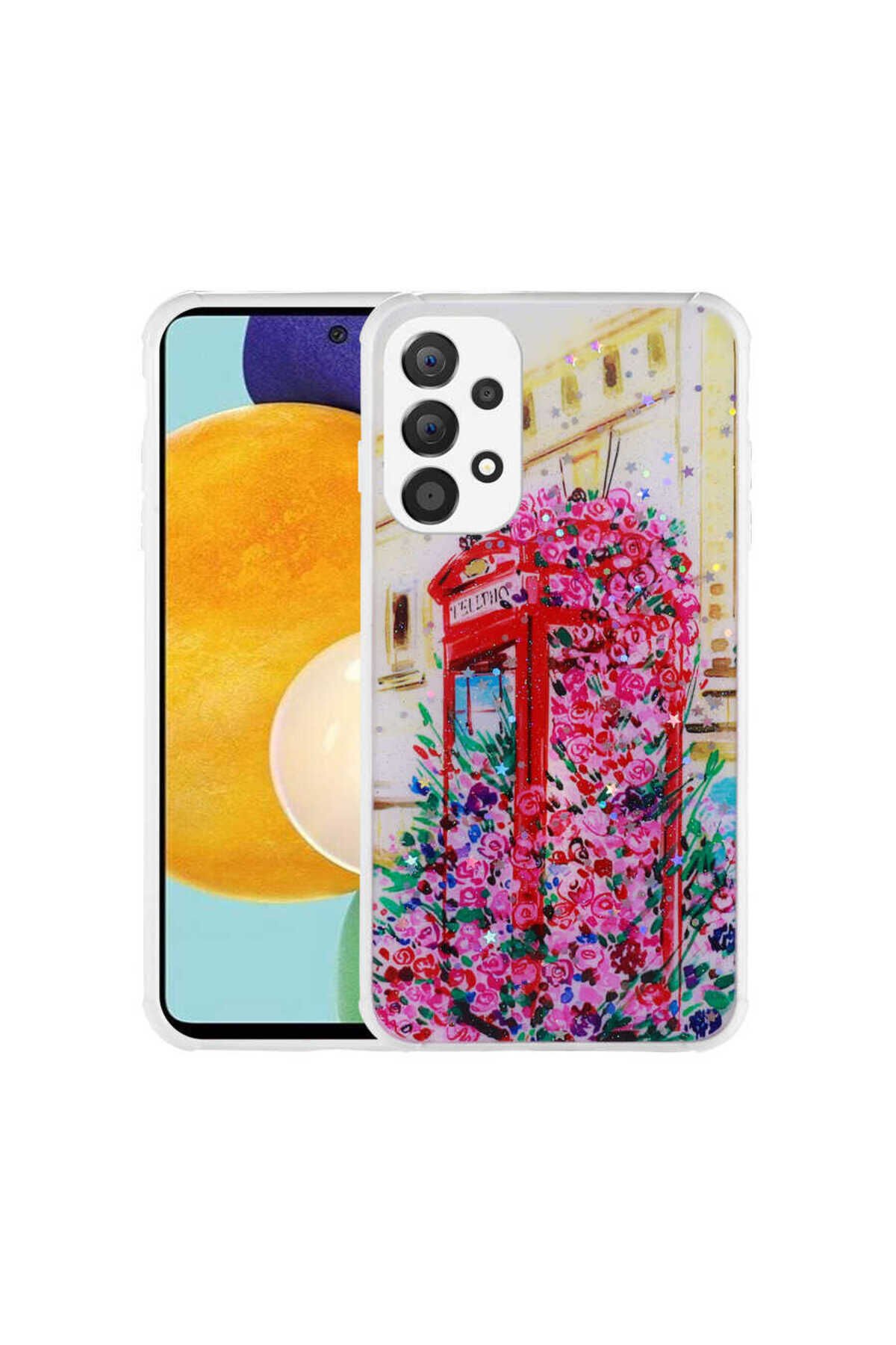 Galaxy A23 Kılıf Simli Desenli Kamera Korumalı Parlak GZST Popy Kapak - Çiçek Papatya