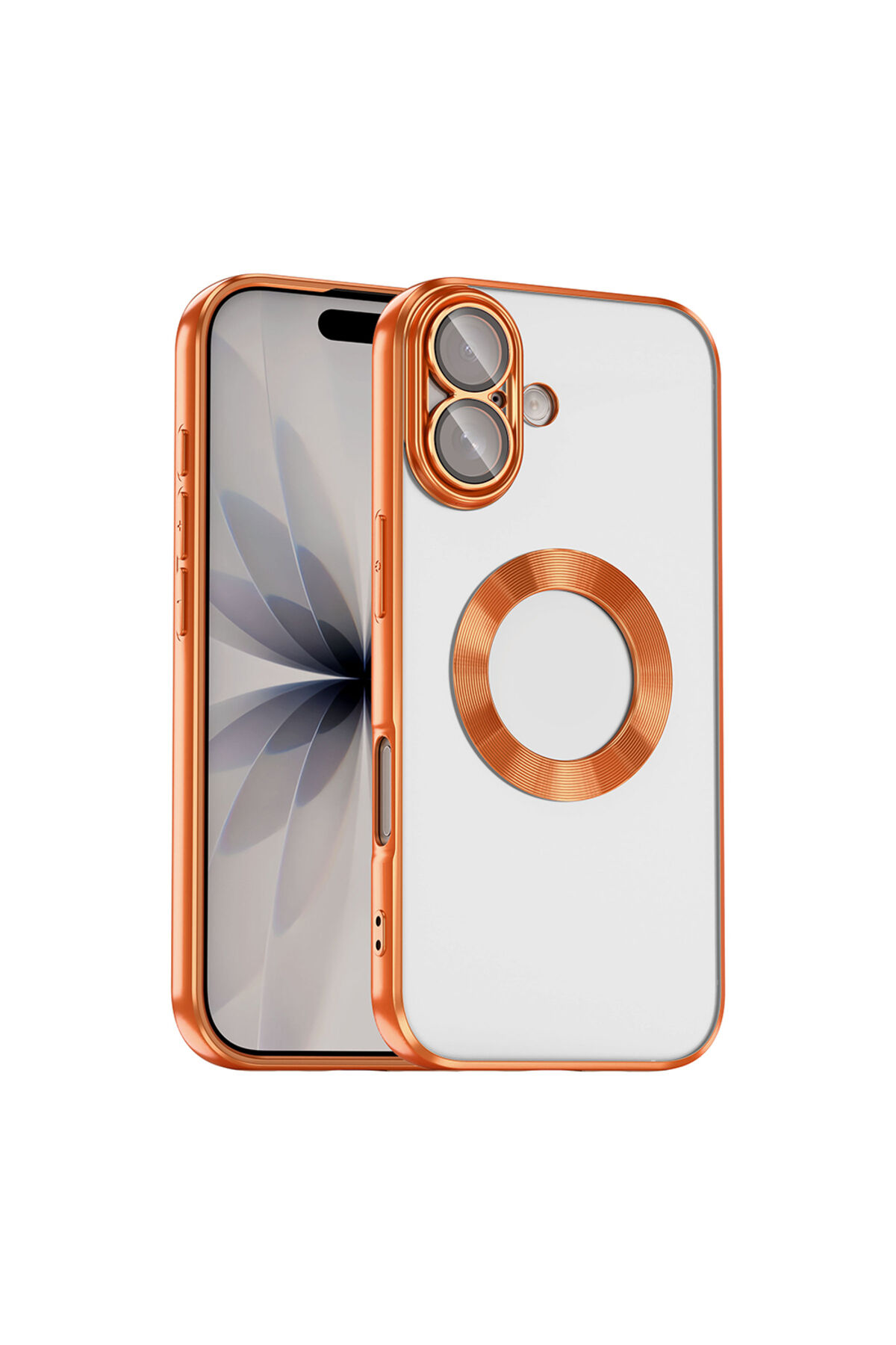 iPhone 17 Kılıf Kamera Korumalı Logo Gösteren Zore Omega Kapak - Turuncu Turuncu
