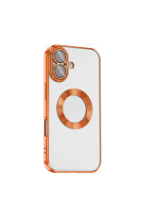 iPhone 17 Kılıf Kamera Korumalı Logo Gösteren Zore Omega Kapak - Turuncu Altın