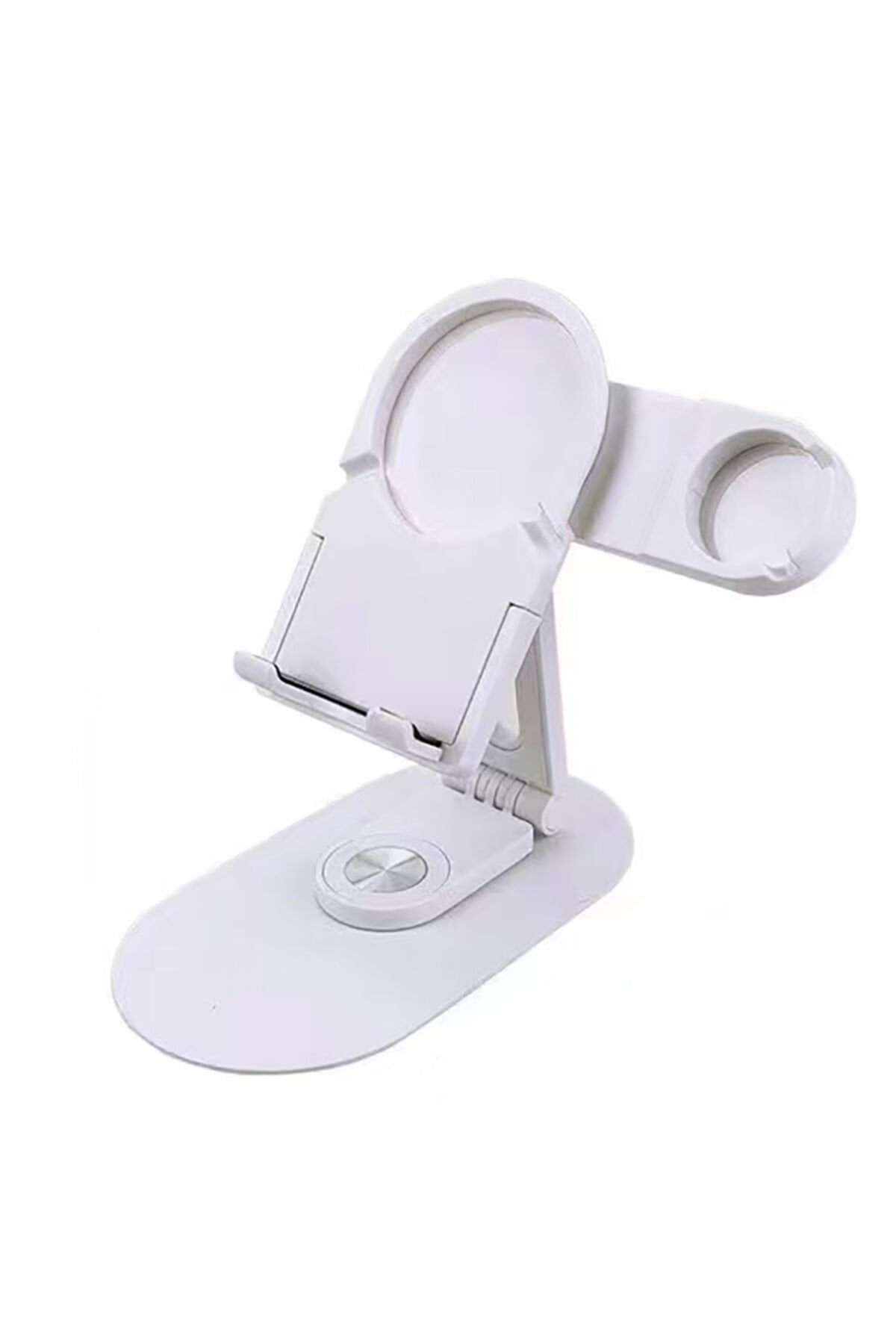 BSAY SX08 Magsafe Şarj Bölmeli Telefon - Akıllı Saat Standı - Beyaz Beyaz