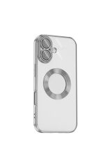 iPhone 17 Kılıf Kamera Korumalı Logo Gösteren Zore Omega Kapak - Turuncu Gümüş