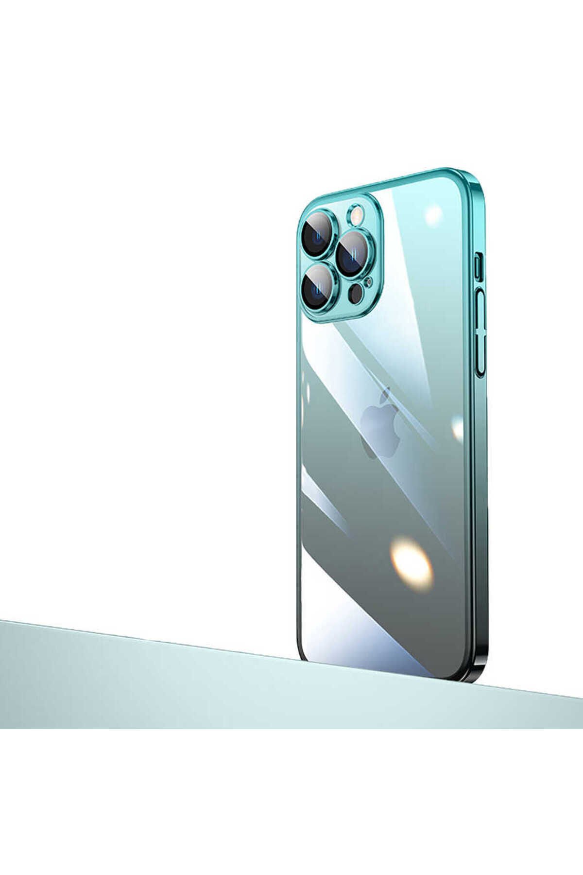 iPhone 14 Pro Max Uyumlu Parlak Renk Geçişli Kamera Korumalı BSAY Senkron Kılıf-Yeşil-Mavi Mavi-Siyah